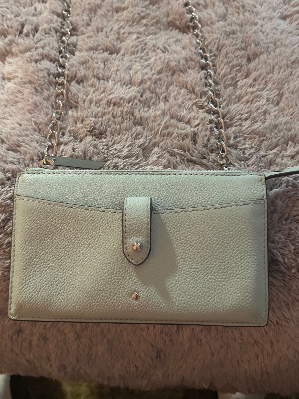 kate spade Mint Green Leather Jackson Crossbody with Silver Chain Strap